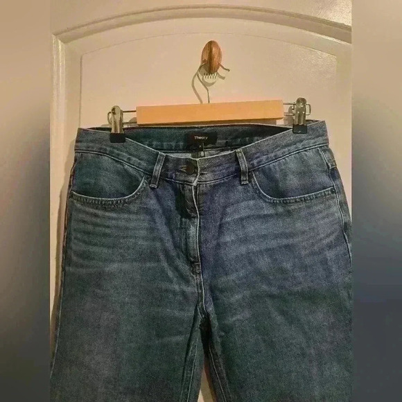 P7002 theory raw hemmed straight legged medium wash jeans size 28 - Picture 4 of 8